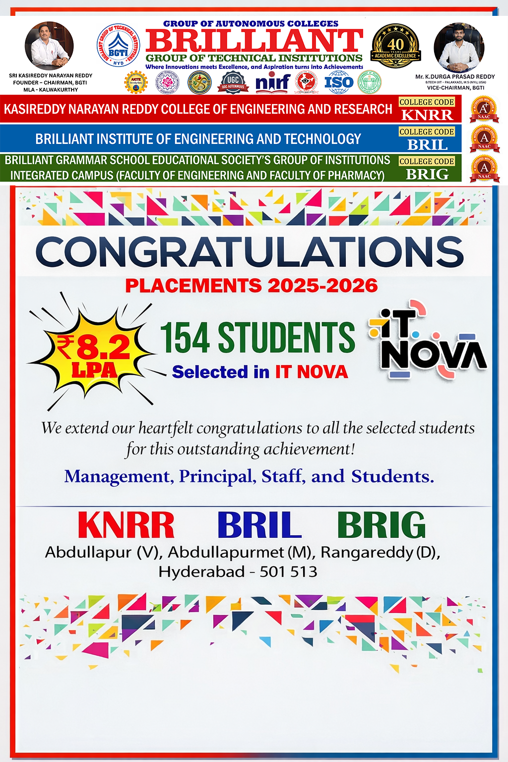IT NOVA Campus Placement - 154 Students - 8.2 LPA – BRIL Campus Drive 2025-26